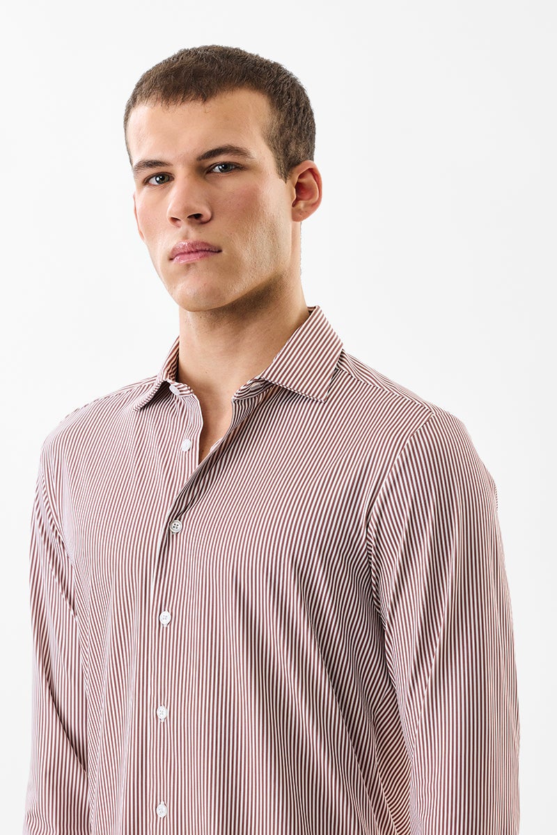 سنيتش قميص تقني مخطط بقصة ضيقة ومطاطية - Image 4